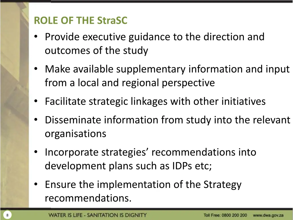 role of the strasc provide executive guidance