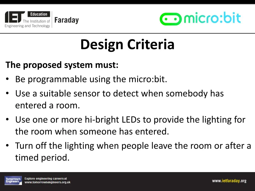 design criteria