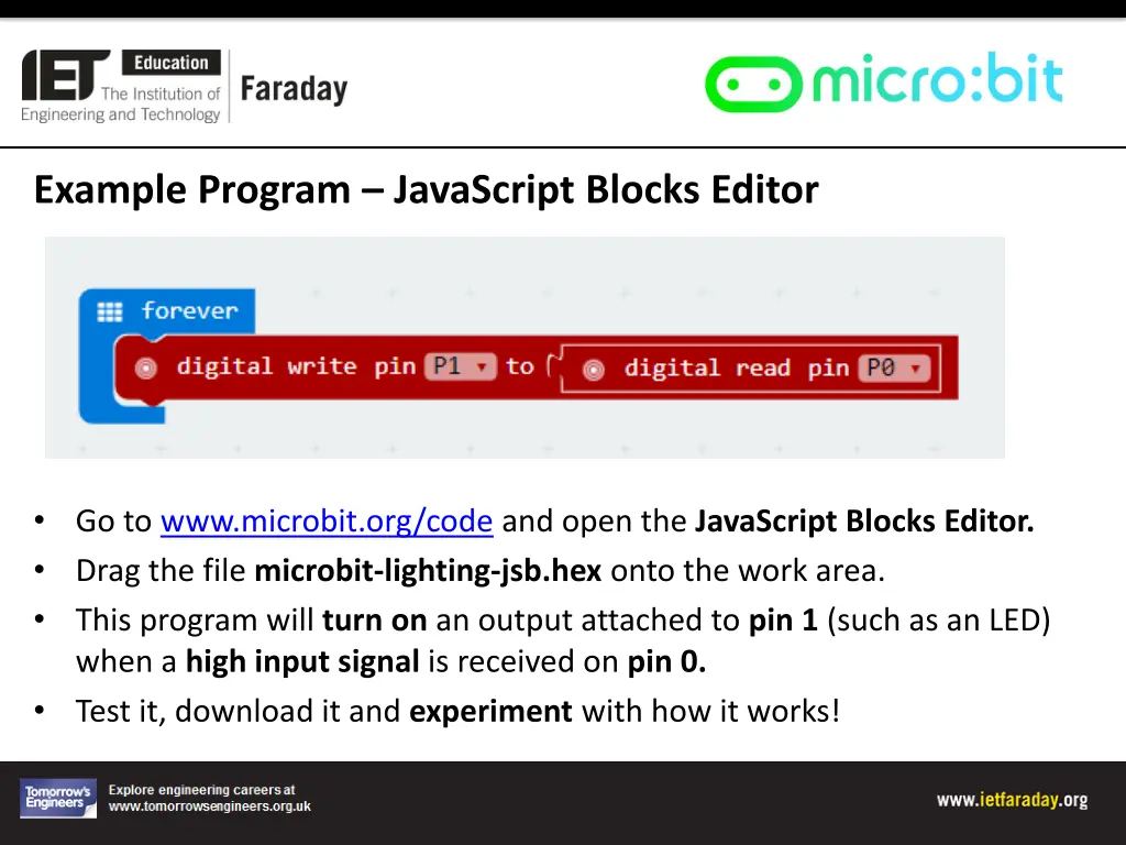 example program javascript blocks editor