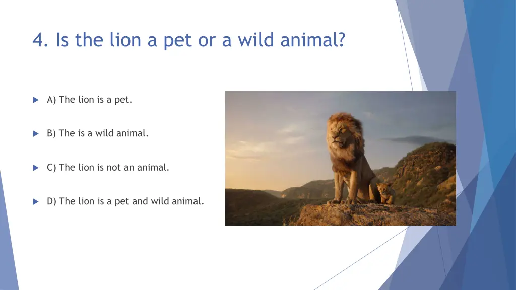 4 is the lion a pet or a wild animal