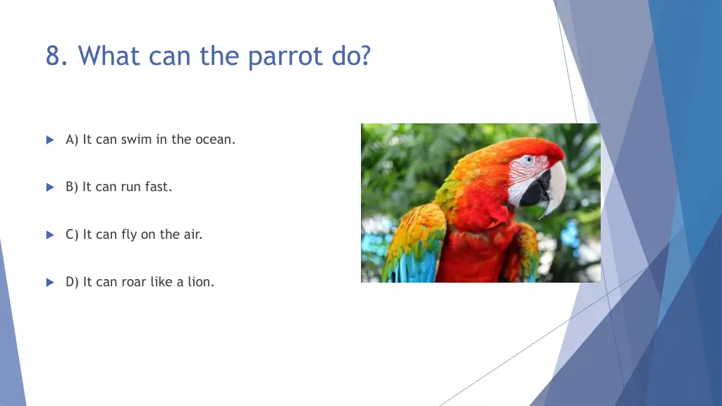 8 what can the parrot do