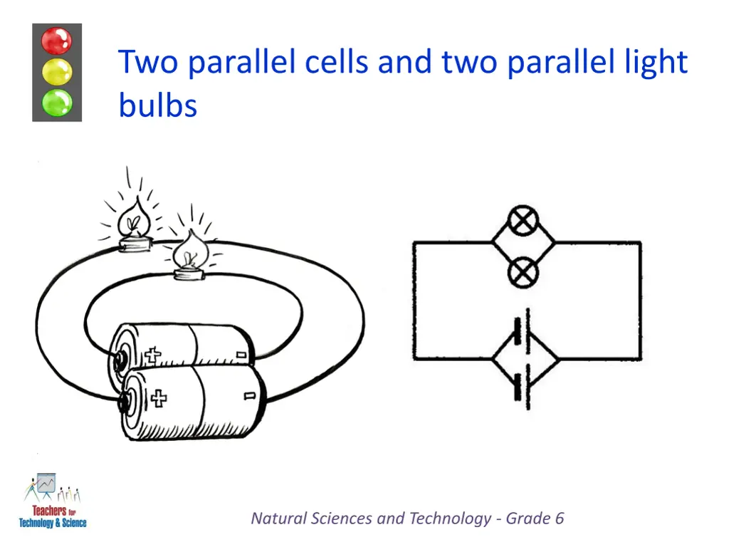 two parallel cells and two parallel light bulbs