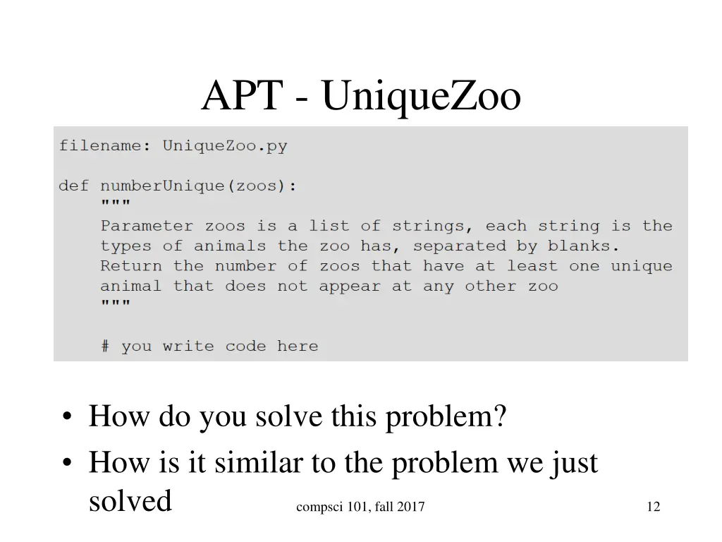 apt uniquezoo