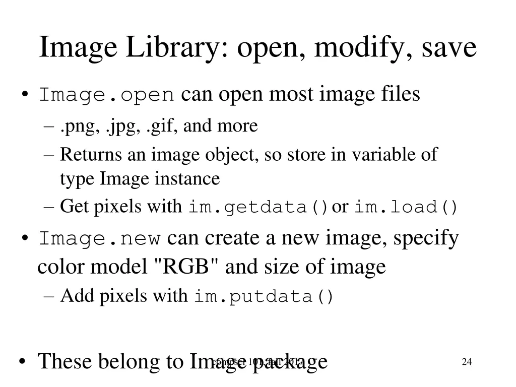 image library open modify save