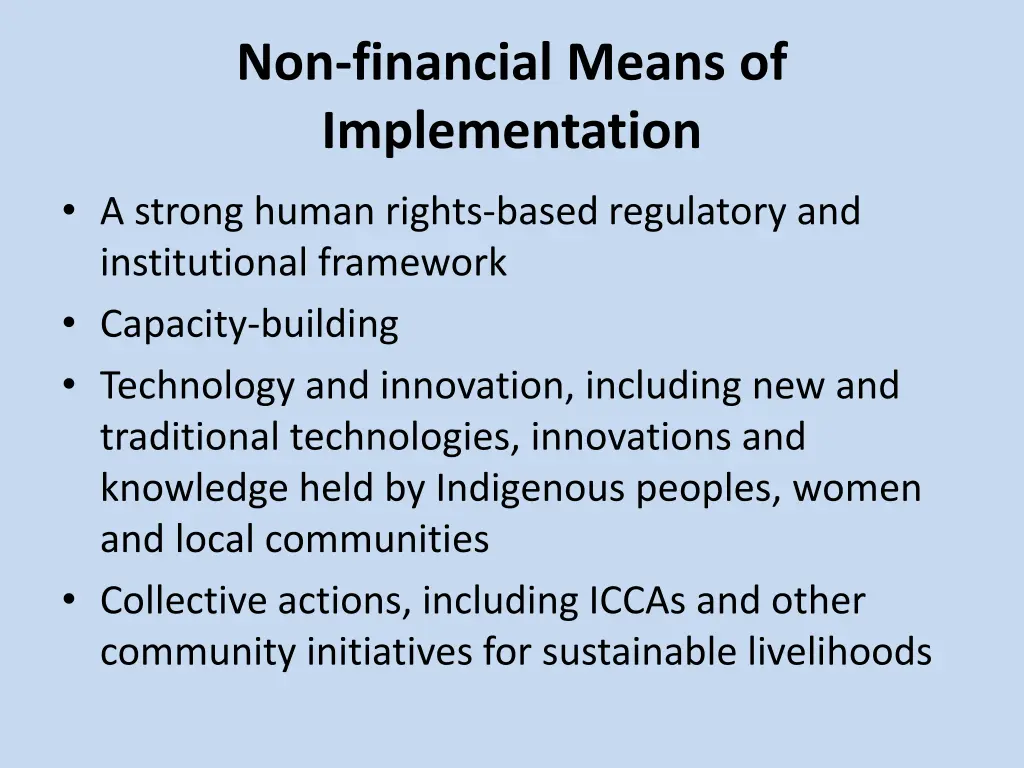 non financial means of implementation