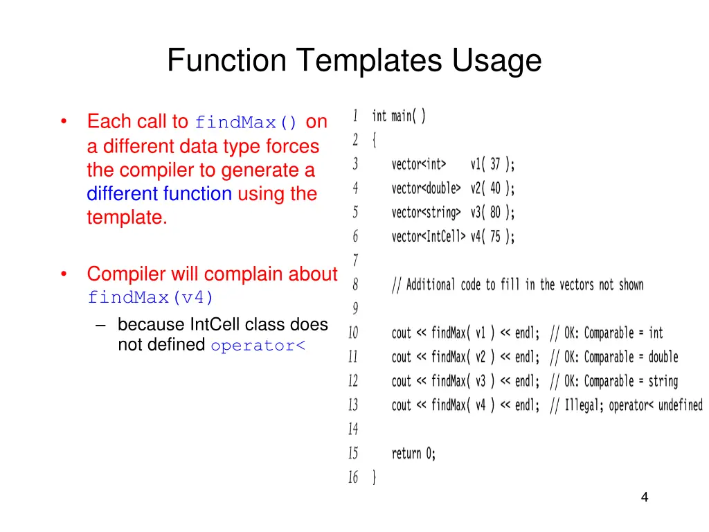 function templates usage