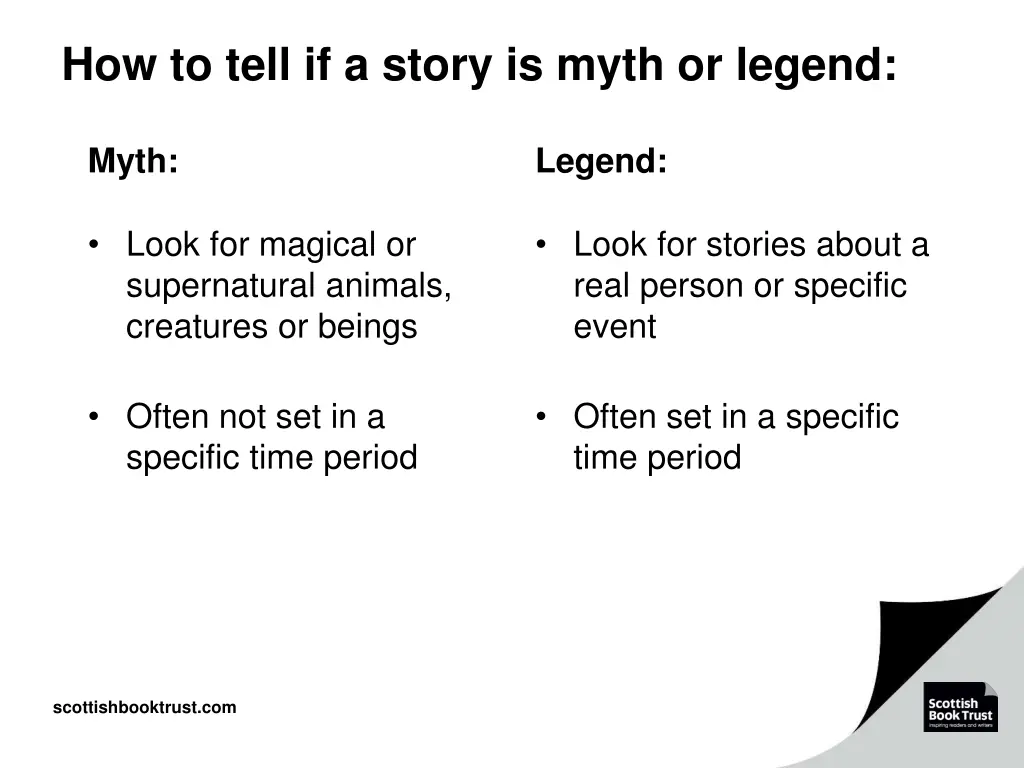 how to tell if a story is myth or legend