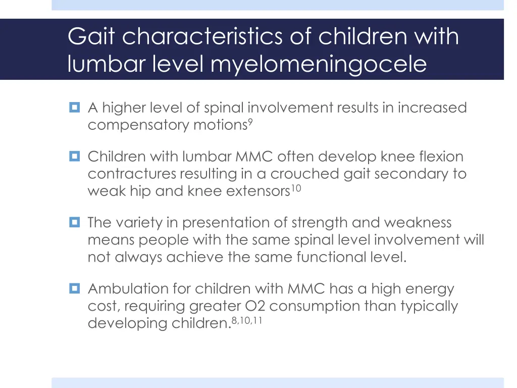 gait characteristics of children with lumbar