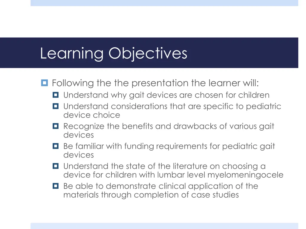 learning objectives