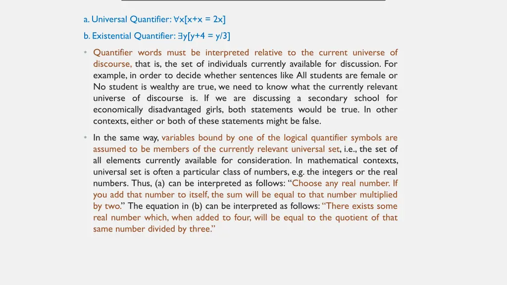 a universal quantifier x x x 2x