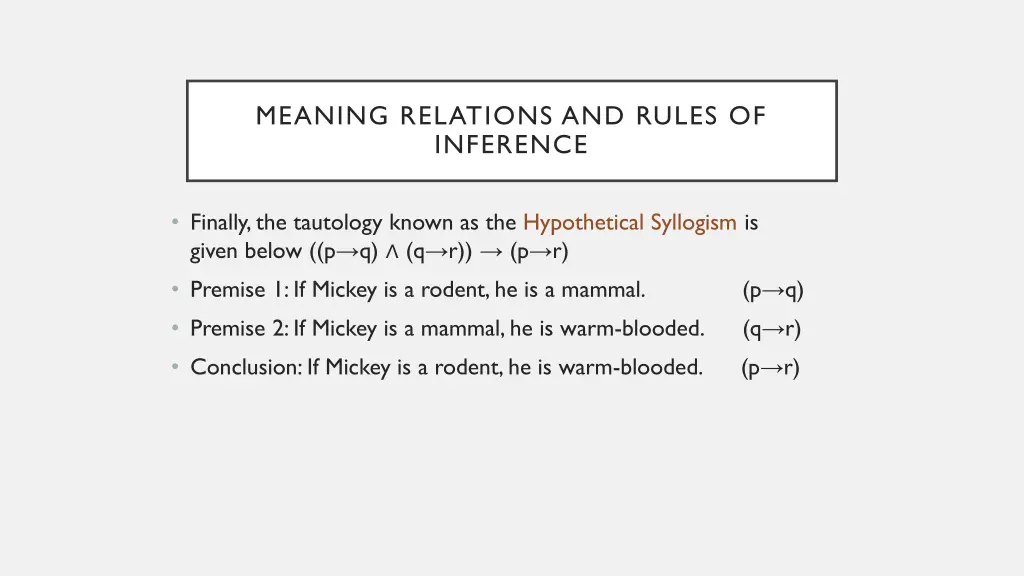 meaning relations and rules of inference 12