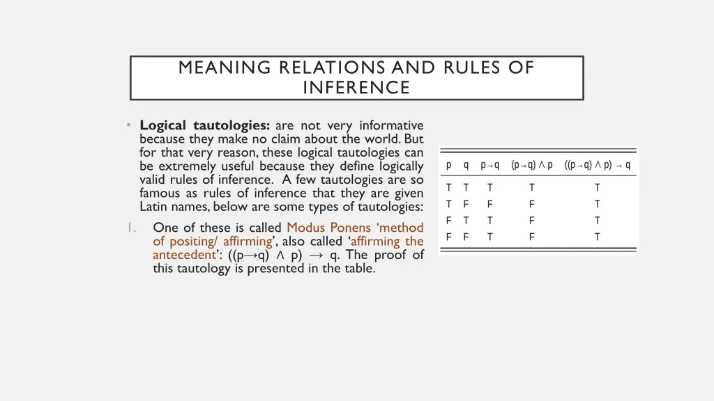 meaning relations and rules of inference 8