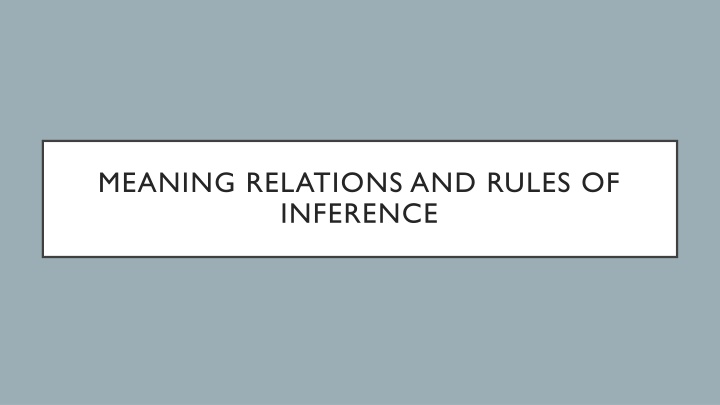 meaning relations and rules of inference