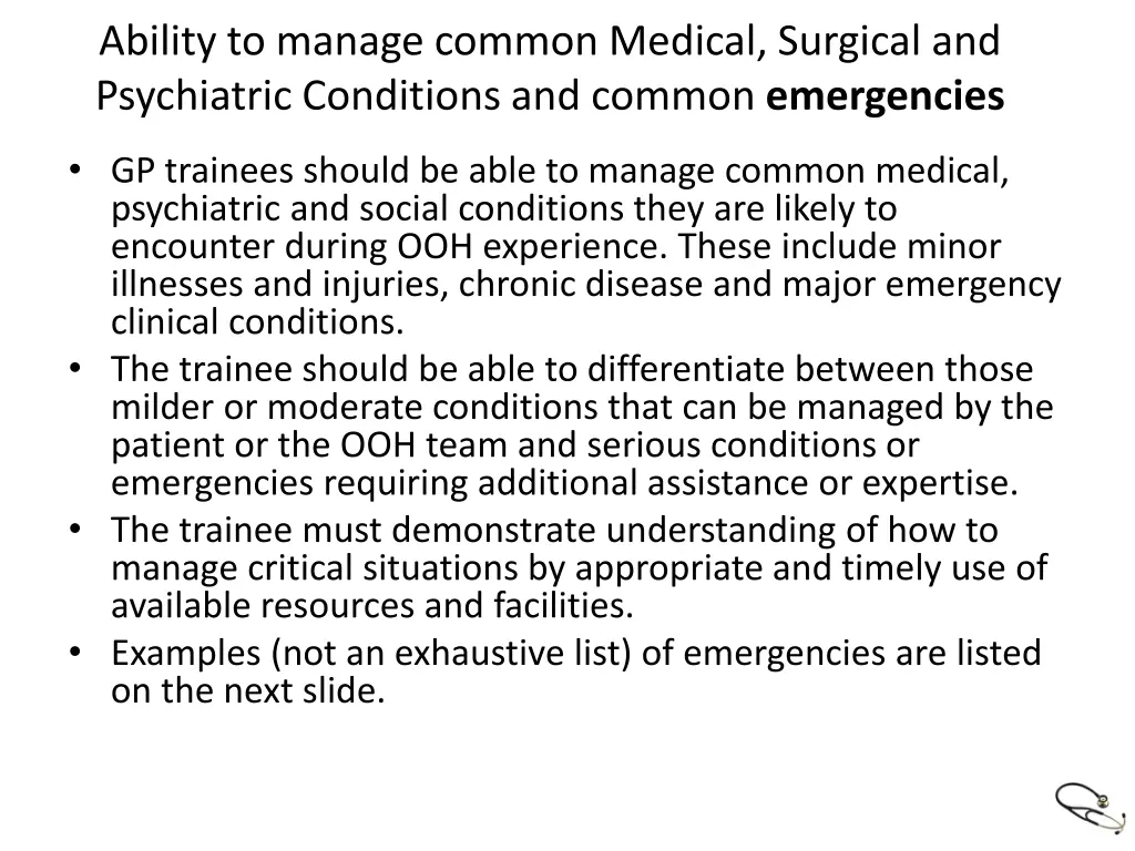 ability to manage common medical surgical