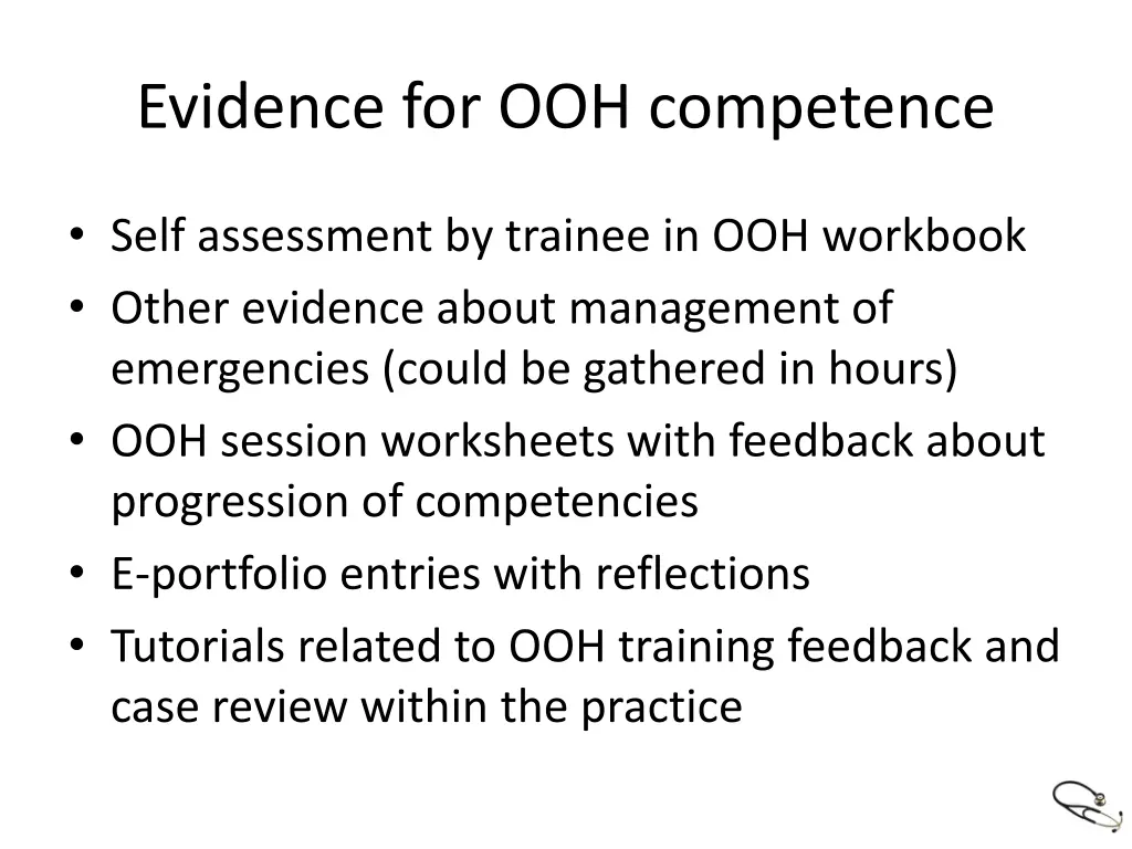 evidence for ooh competence