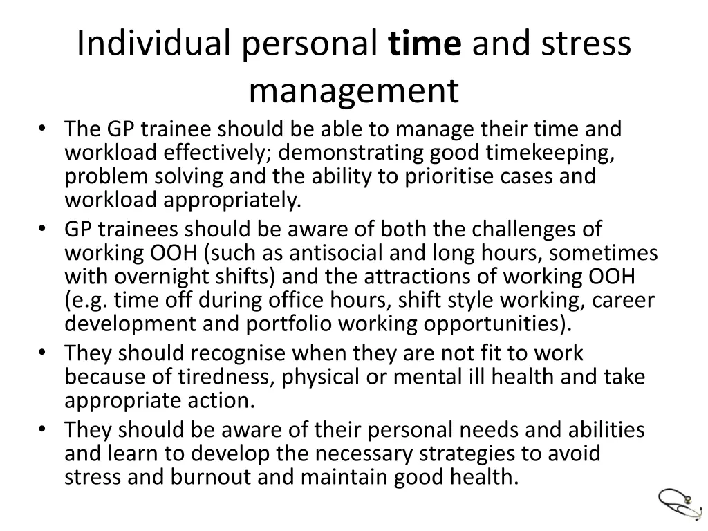 individual personal time and stress management