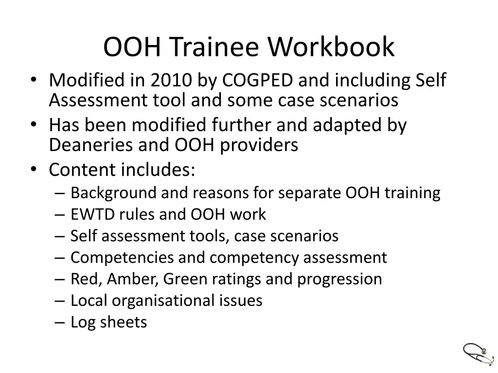 ooh trainee workbook modified in 2010 by cogped