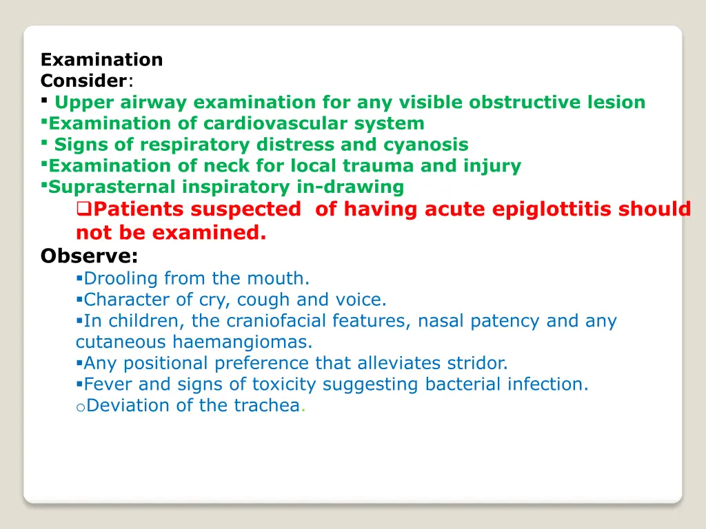 examination consider upper airway examination