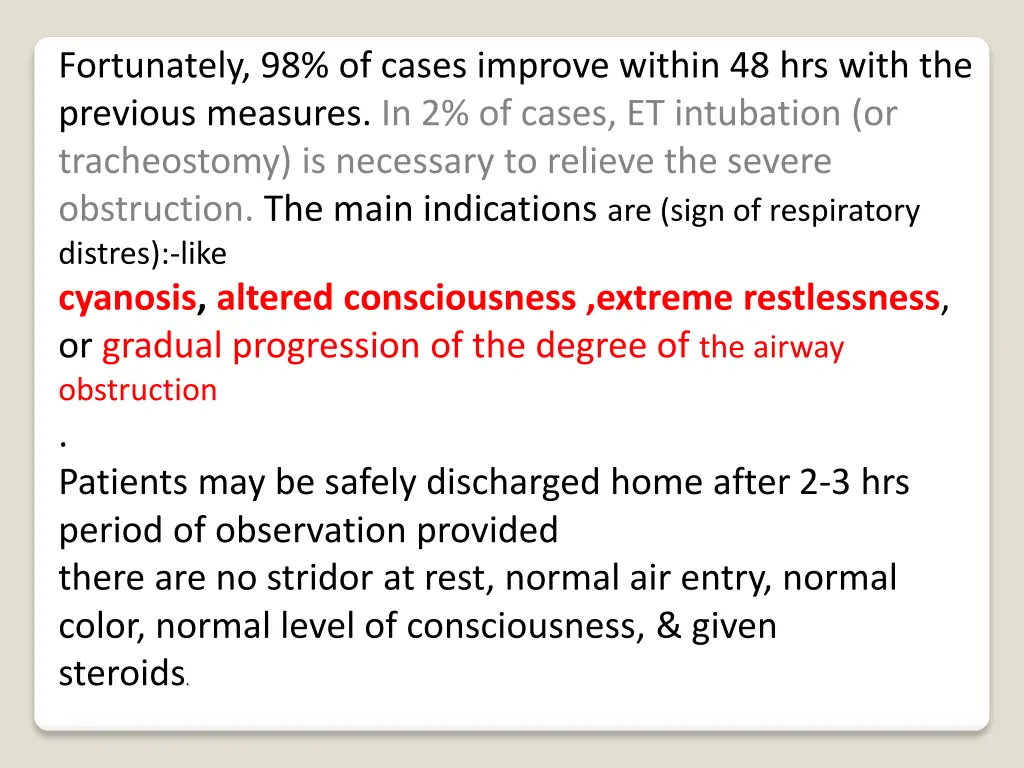 fortunately 98 of cases improve within