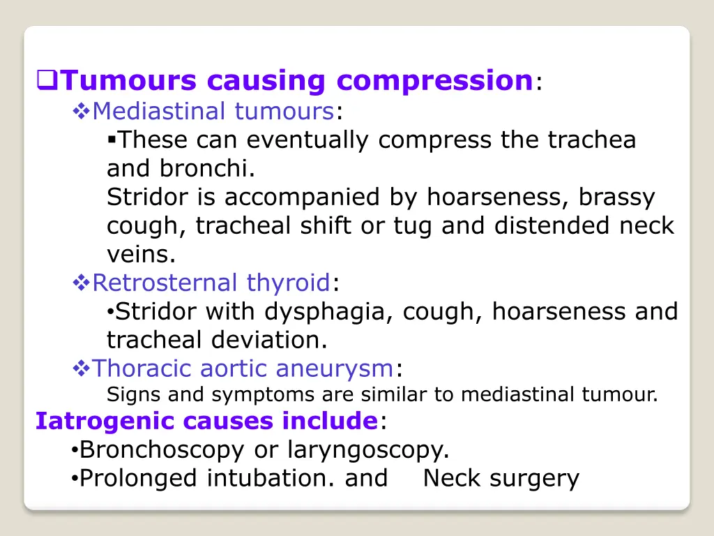 tumours causing compression mediastinal tumours