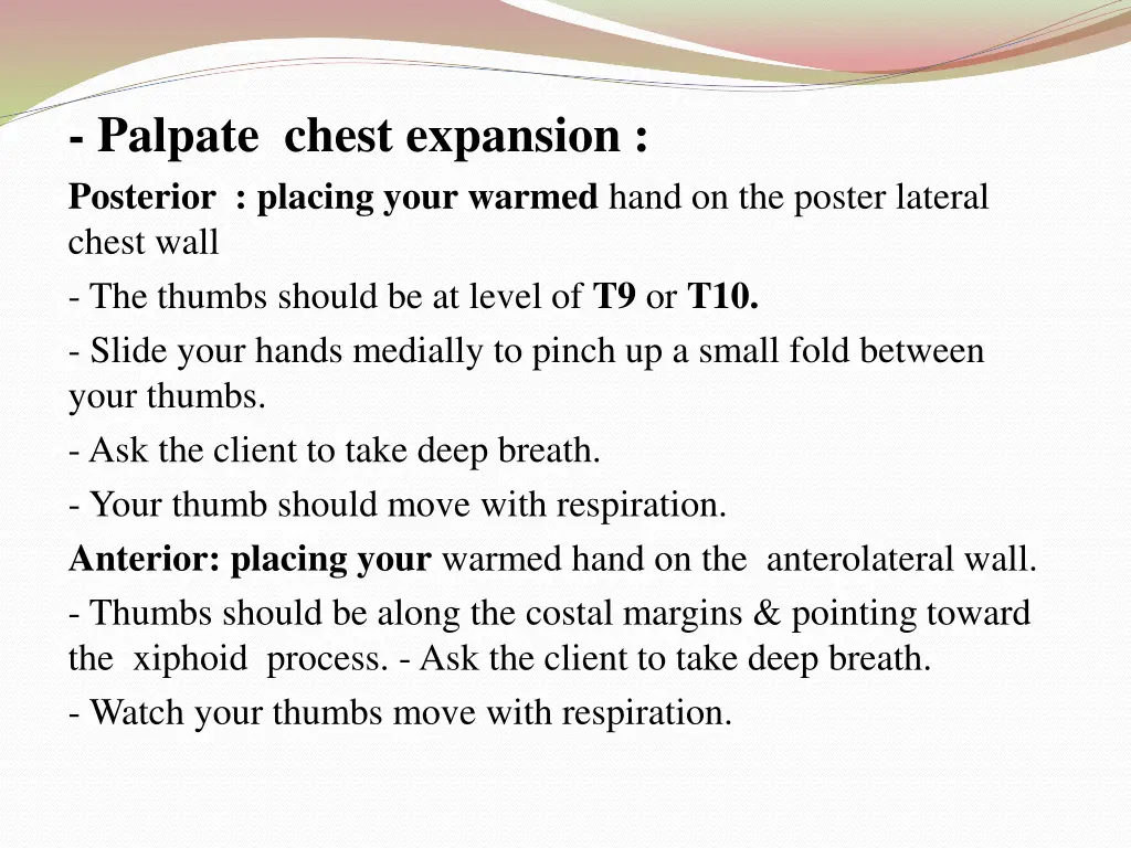 palpate chest expansion posterior placing your