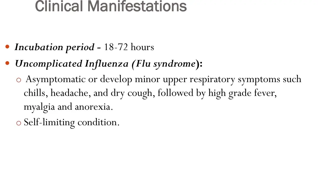 clinical clinical manifestations manifestations