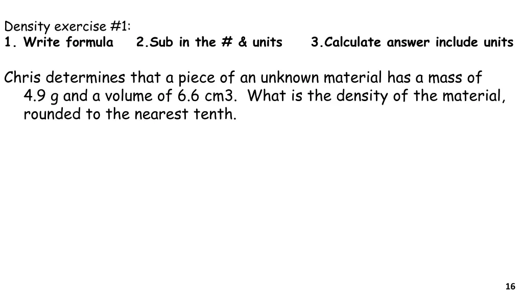 density exercise 1 1 write formula