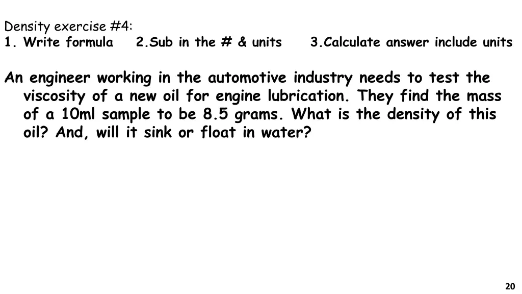 density exercise 4 1 write formula