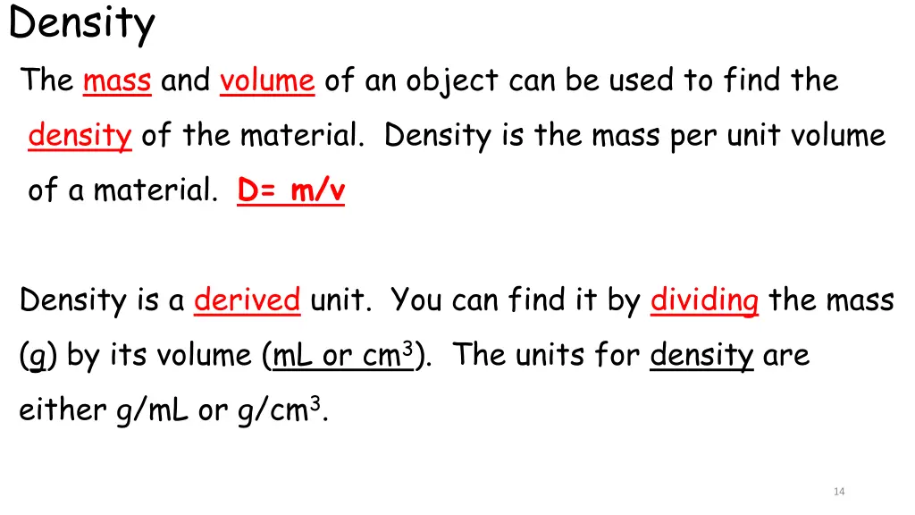 density the mass and volume of an object