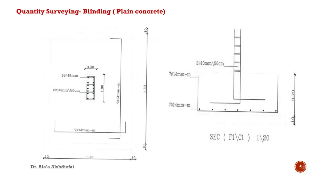 quantity surveying blinding plain concrete 3