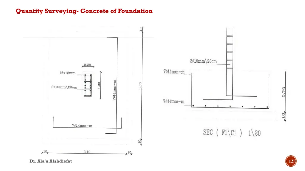 quantity surveying concrete of foundation 3