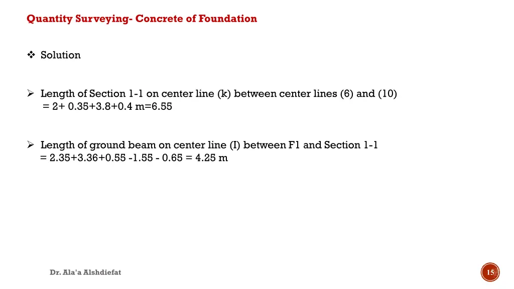 quantity surveying concrete of foundation 6