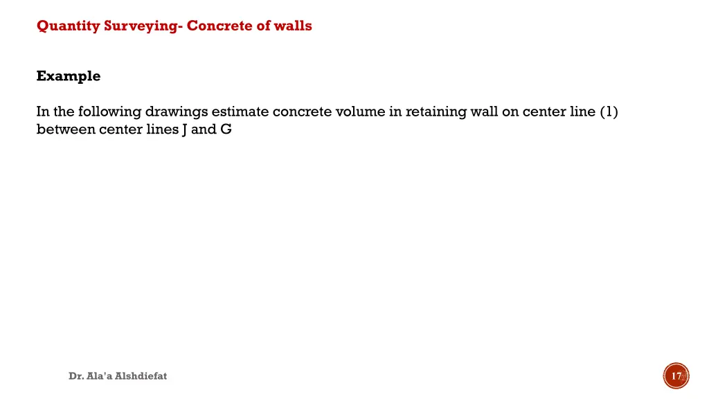 quantity surveying concrete of walls