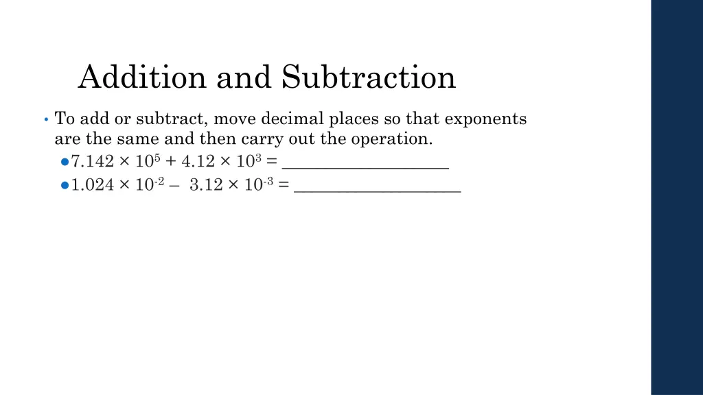 addition and subtraction