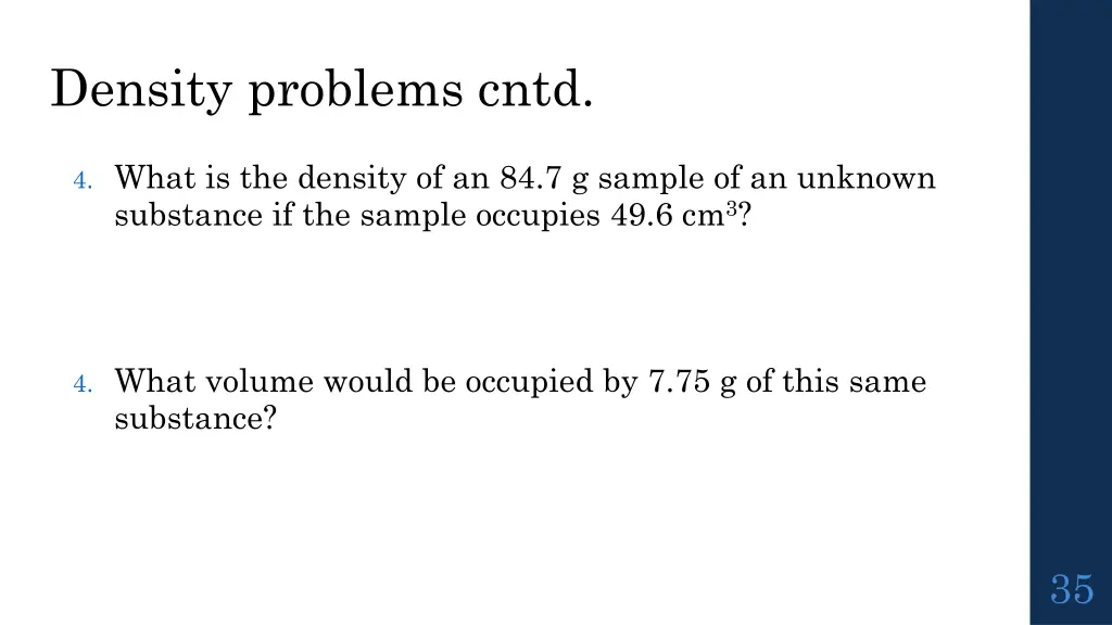 density problems cntd