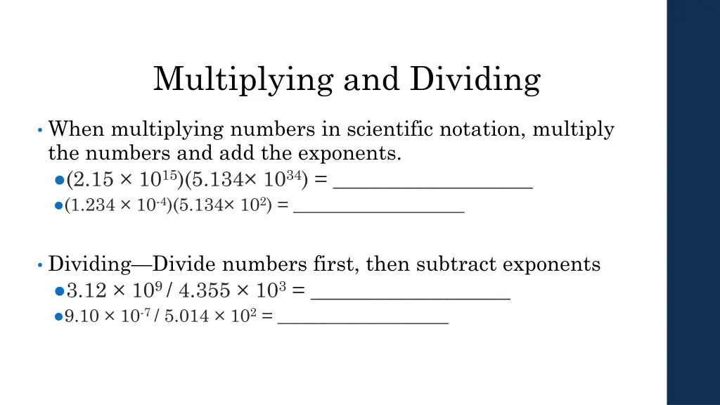 multiplying and dividing