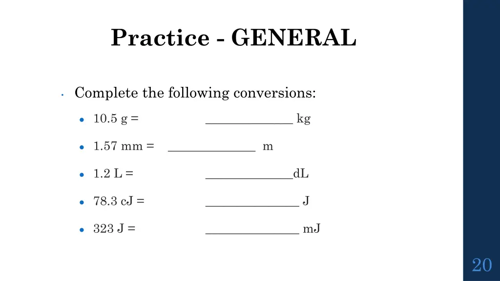 practice general