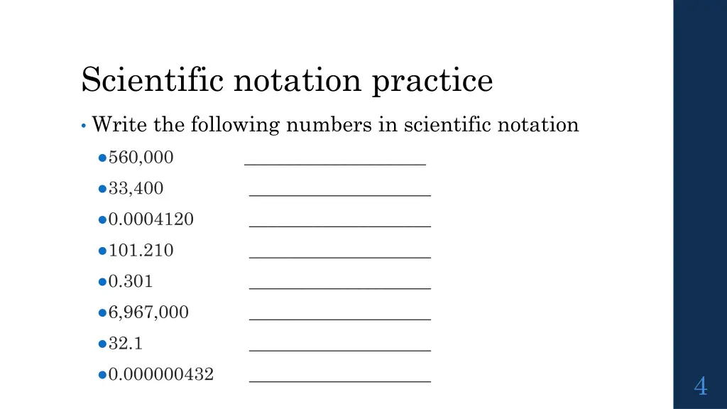 scientific notation practice