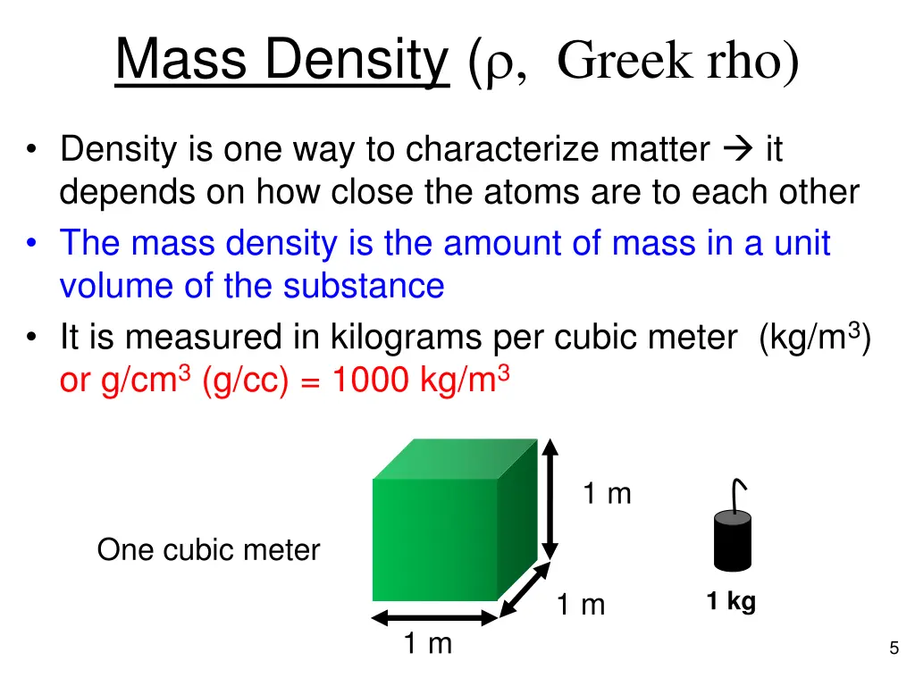 mass density greek rho