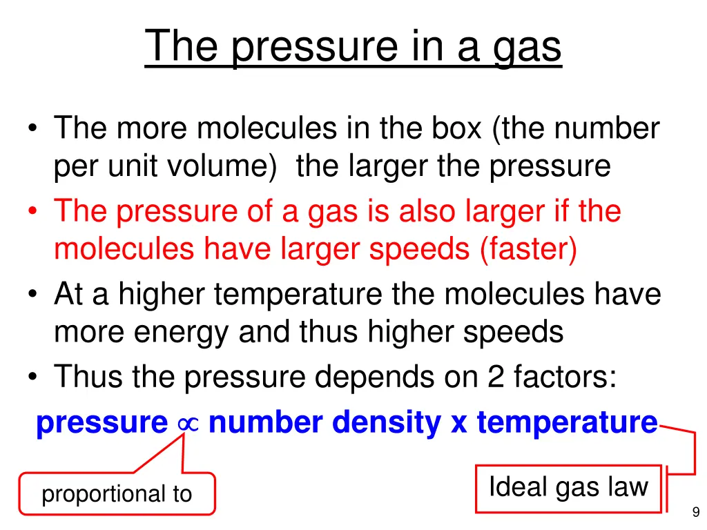 the pressure in a gas