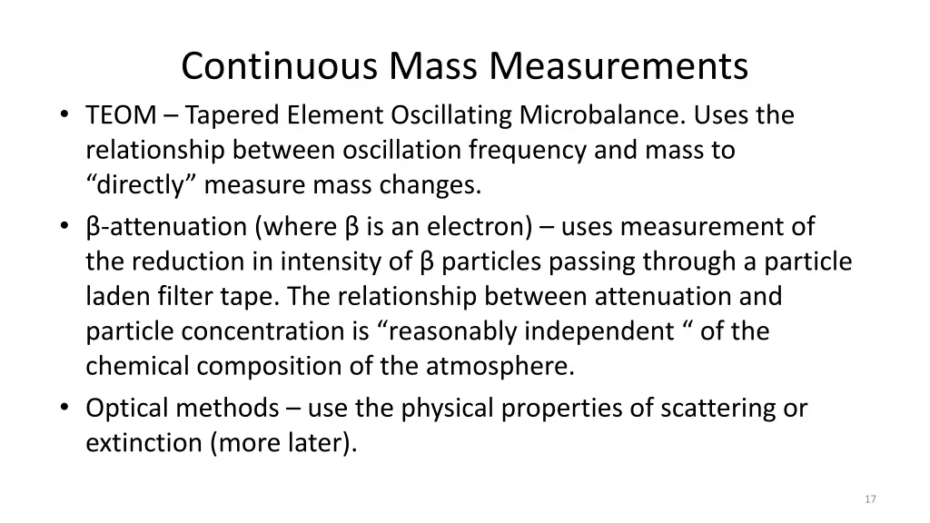 continuous mass measurements teom tapered element