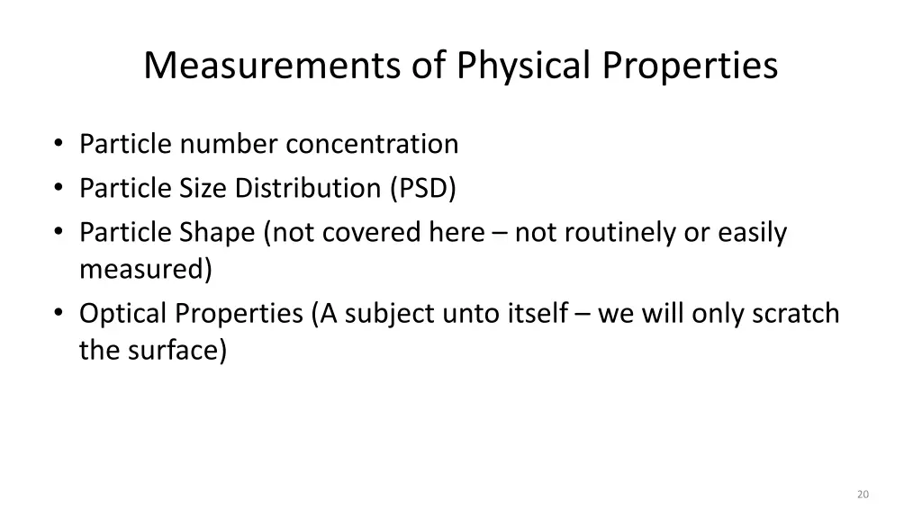 measurements of physical properties