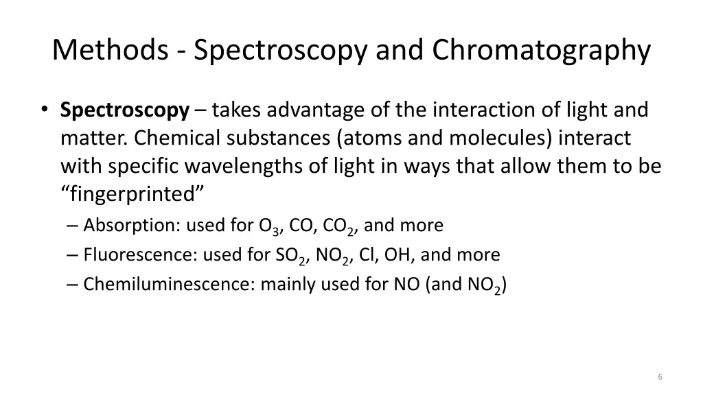 methods spectroscopy and chromatography