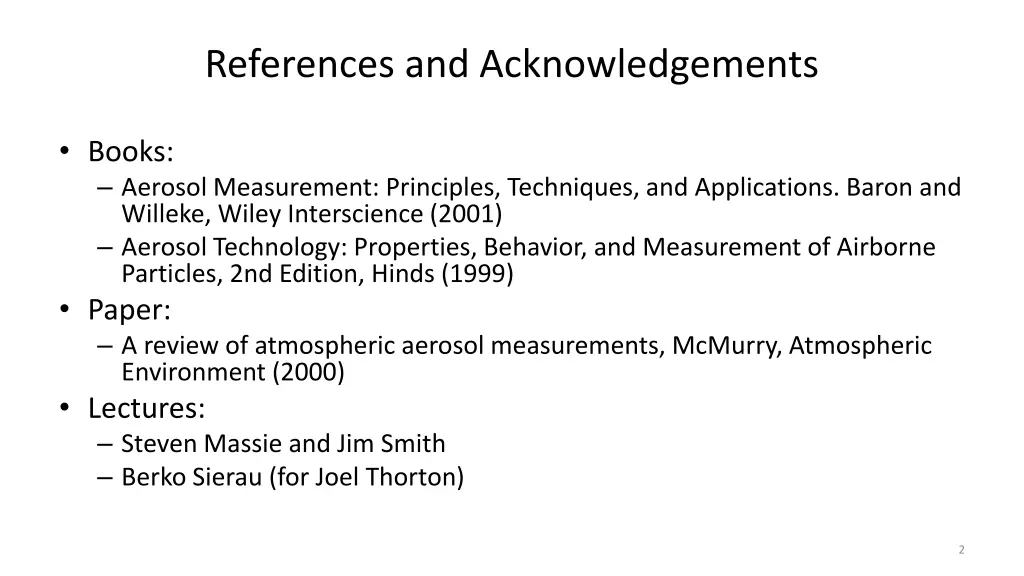 references and acknowledgements