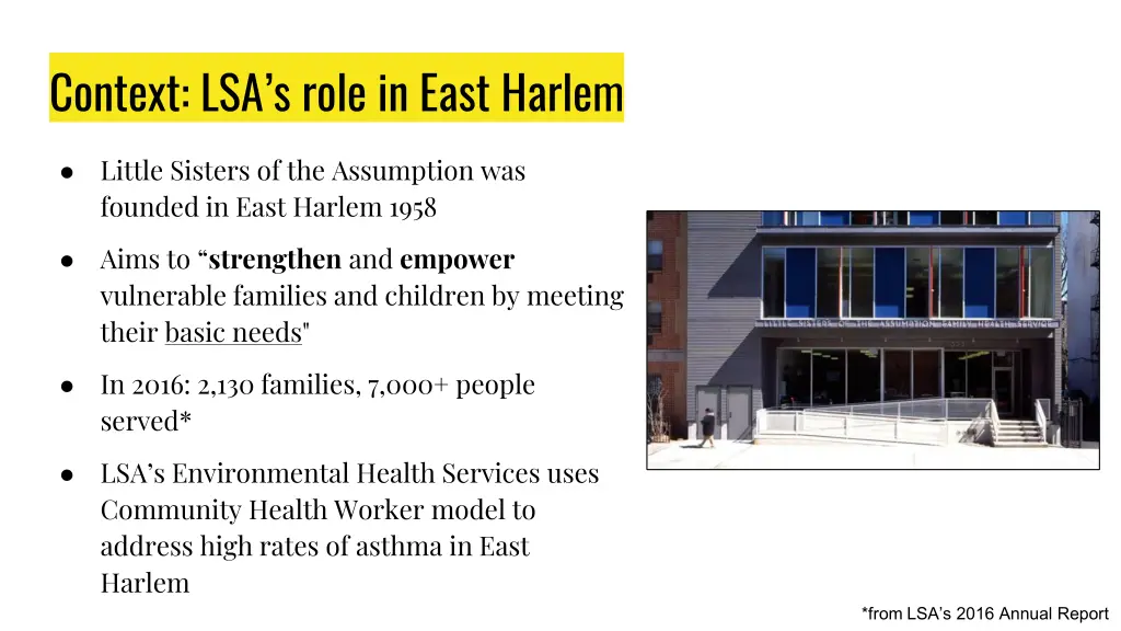 context lsa s role in east harlem