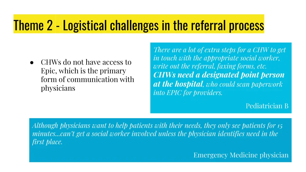 theme 2 logistical challenges in the referral