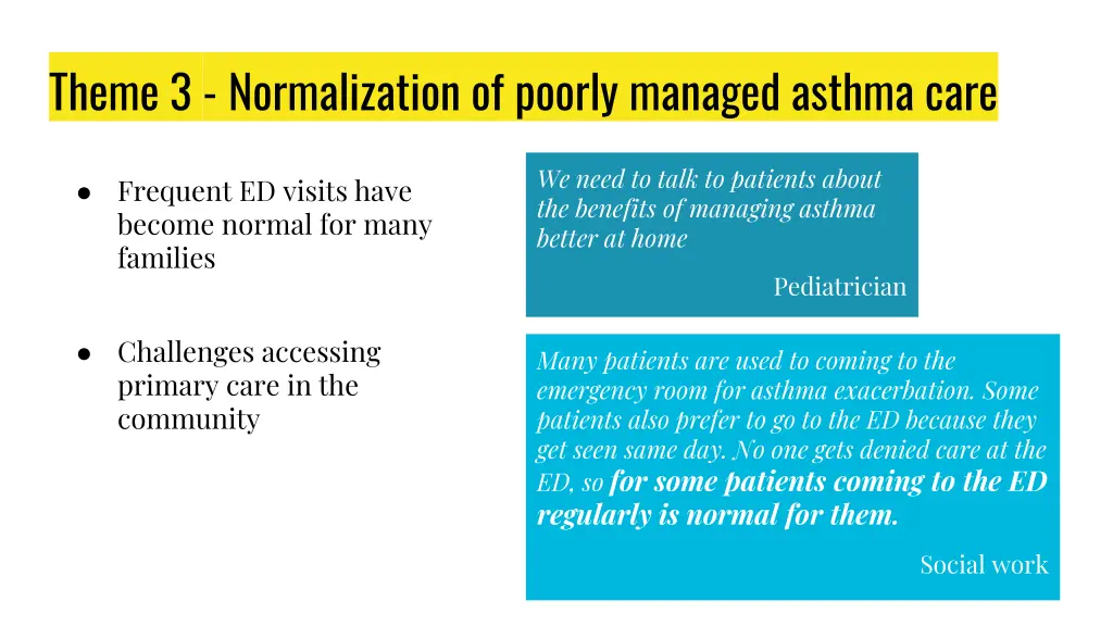 theme 3 normalization of poorly managed asthma