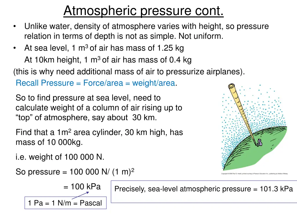 atmospheric pressure cont unlike water density