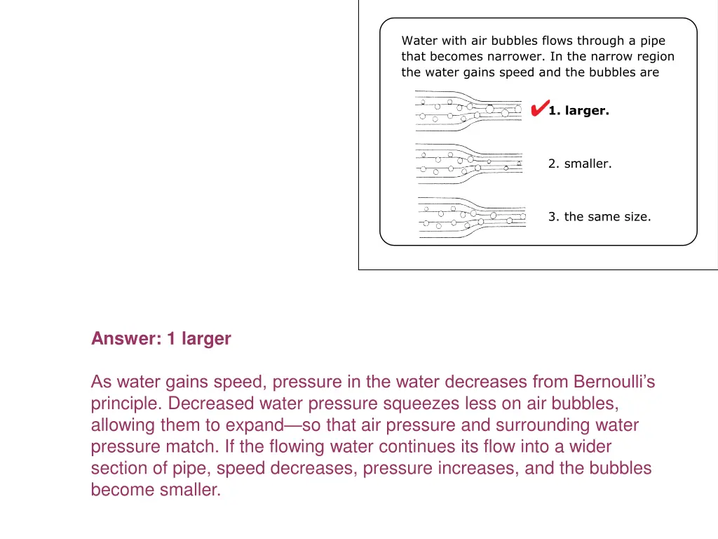 water with air bubbles flows through a pipe that 1