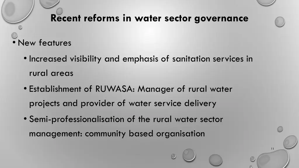 recent reforms in water sector governance 1